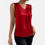 Bellanoa | Women’s Satin Vest Blouse in Refined V-Neck Cut