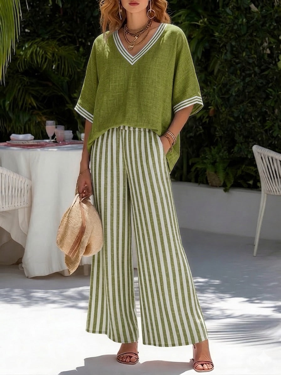 Cotton-Linen Two-Piece Set with Relaxed Fit and Breathable Structure