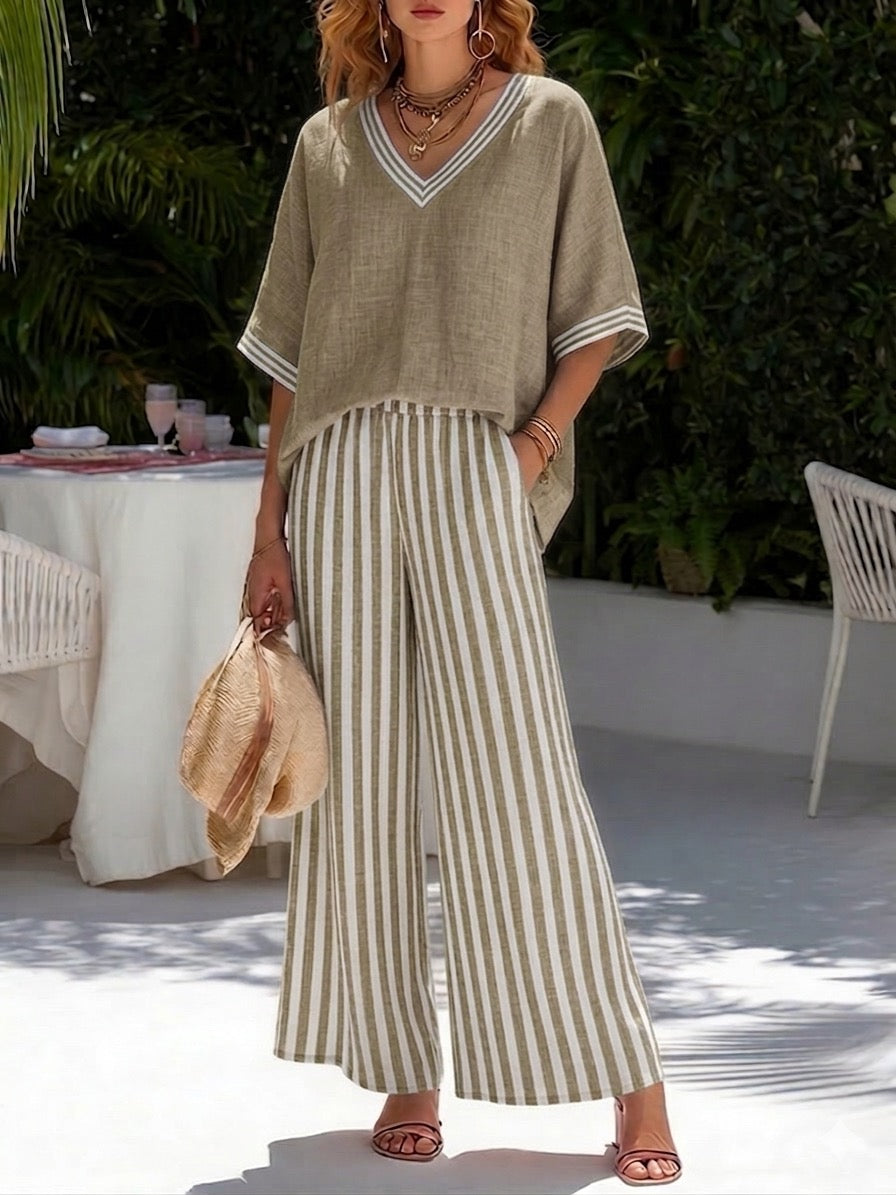 Cotton-Linen Two-Piece Set with Relaxed Fit and Breathable Structure
