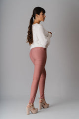 Comfortable pants for spring and summer in raspberry
