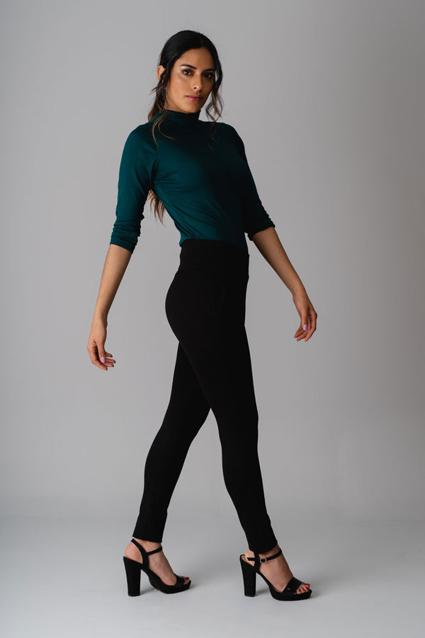 Black high-waisted pants with pockets