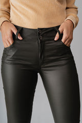 Machine washable faux leather trousers