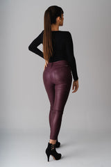 Machine washable faux leather trousers