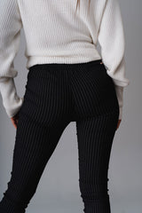 Paris striped skinny pull on pant with pockets - Striped Black