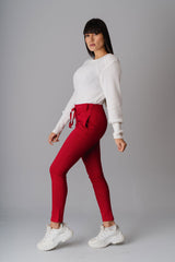 Paris striped skinny pull on pant with pockets - Striped Red