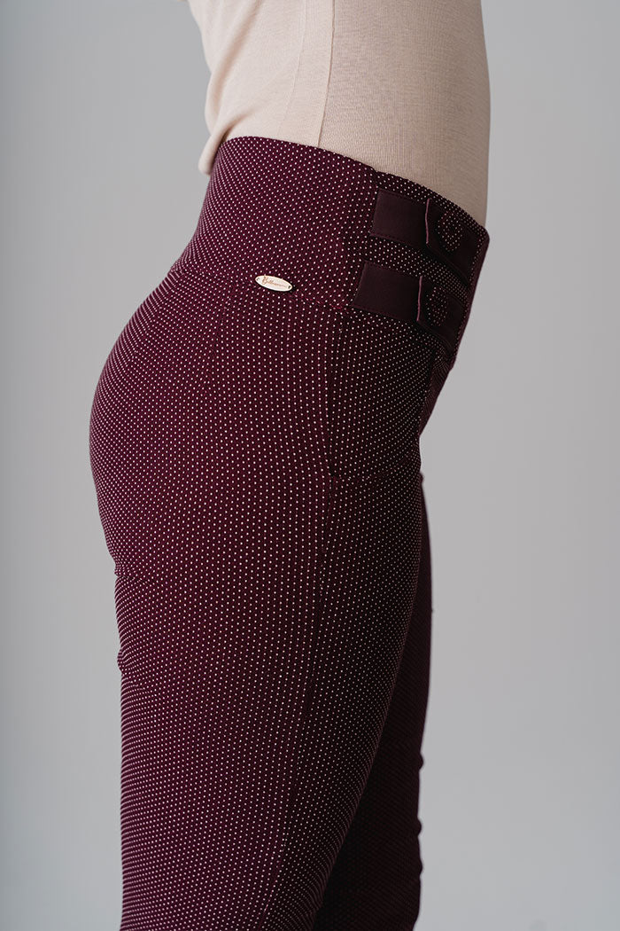 Perla dot pull on pant - Dotted Plum