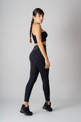 High Waisted Solid Colored Leggings 25" - Black