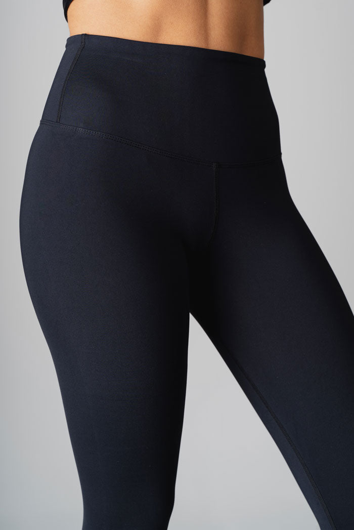 High Waisted Solid Colored Leggings 25" - Black