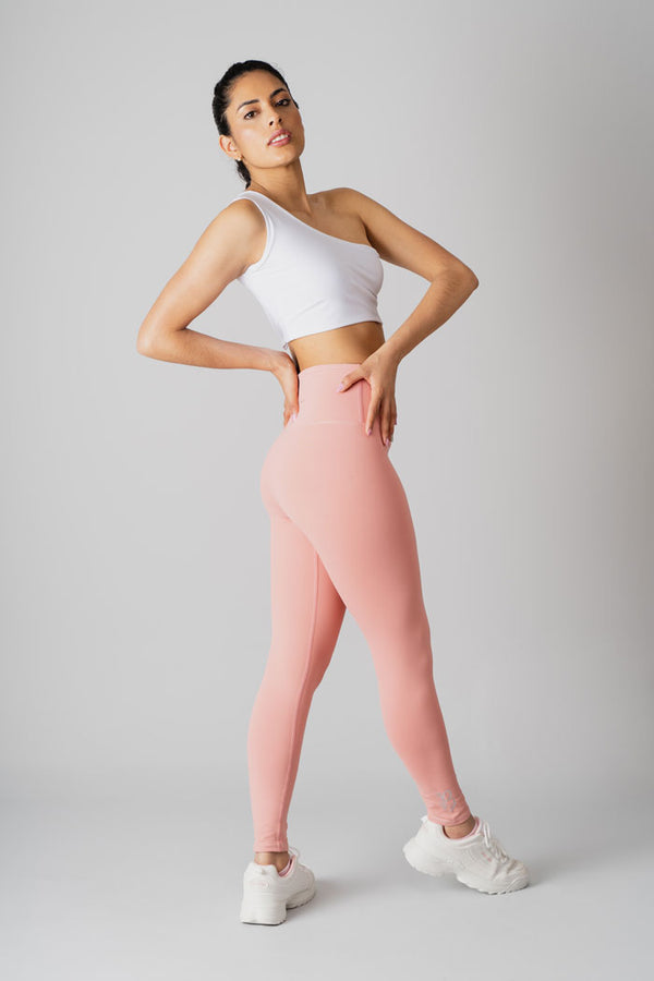 High Waisted Solid Colored Leggings 25" - Dusty Rose