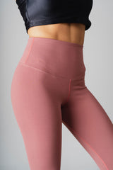 High Waisted Solid Colored Leggings 25" - Light Raspberry
