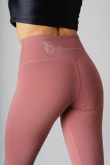 High Waisted Solid Colored Leggings 25" - Light Raspberry
