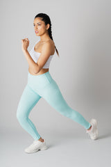 High Waisted Solid Colored Leggings 25" - Mint